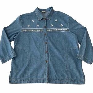 Womens G.W. Graff Size XL Denim Embroidered Button
Front Shirt Vintage